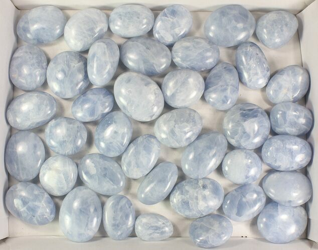 Lot: Polished Blue Calcite Pebbles - kg ( lbs) #77754